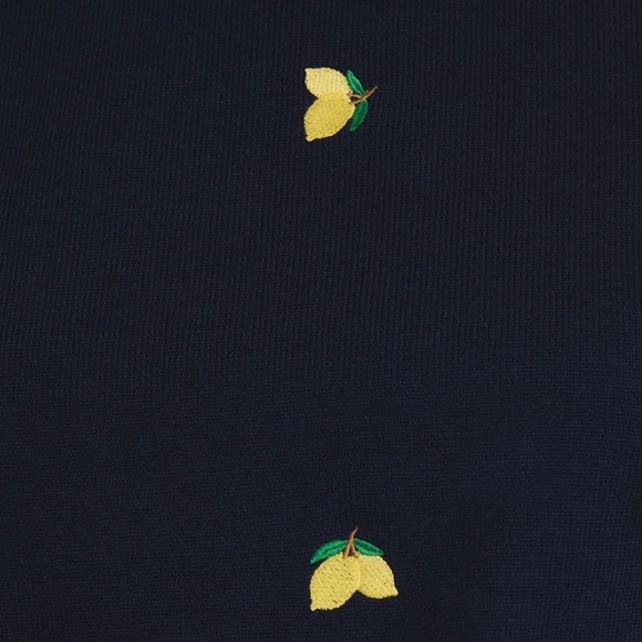 Round neck puff sleeve embroidered lemon sweater - Picture 4 of 8